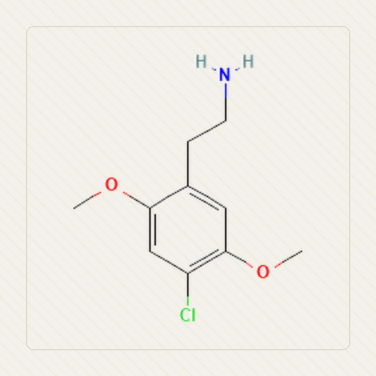 2C-C, educational illustration of the molecule's formula